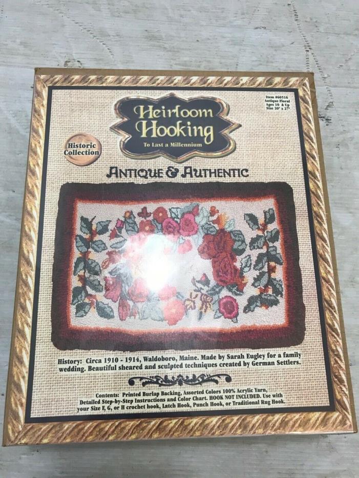 Heirloom Hooking Latch Hook Rug Kit Antique Floral Rug Kit Roses #60516