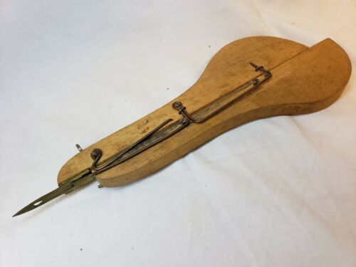 Antique or Vintage Rug Hook Punch Shuttle Machine Tool Wood & Metal