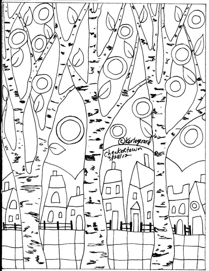 RUG HOOKING Craft PAPER PATTERN Checker Town FOLK ART PRIM Abstract Karla Gerard