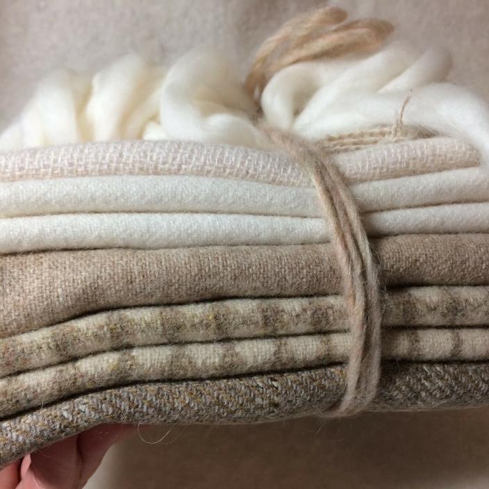 Deanne Fitzpatrick wool bundle White Truffle 5 coordinating wools plus two small