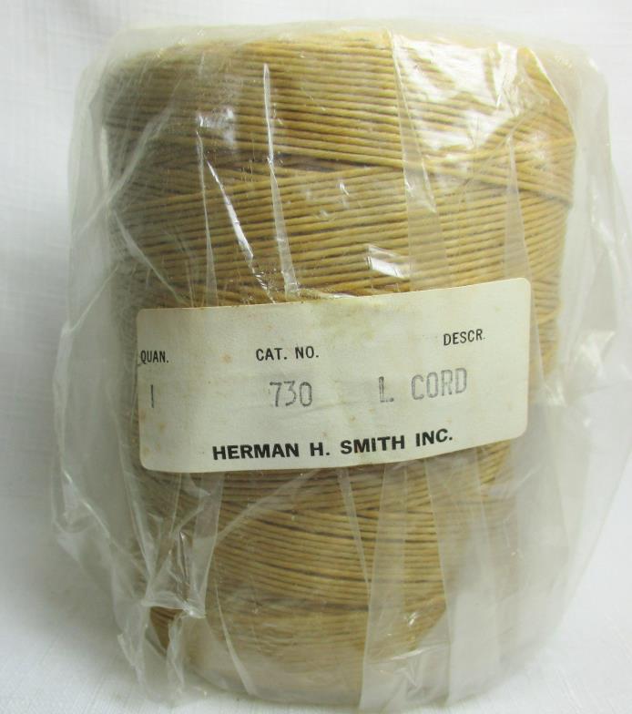 Vintage Unused Spool of HERMAN H. SMITH, INC Waxed Linen Lacing Cord Right Twist