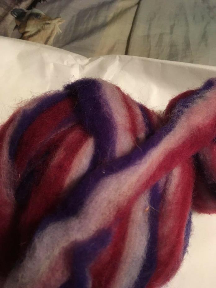 Red White and Blue Wool Roving Spinning or Felting Fiber 5.2 oz