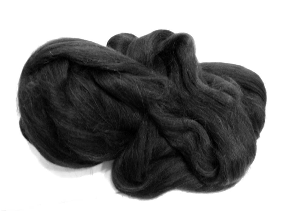 Llama Wool Roving for spinning or felting, BLACK, 1 Pound