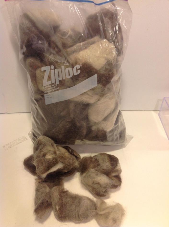 Animal Hair for Spinning Felting Knitting in 2 Gallon Bag. Brown and White Shade