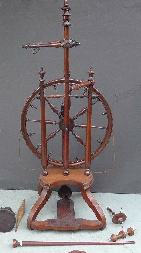 Antique 18th Century American Silk Finest Spinning Wheel FLAX RARE Important