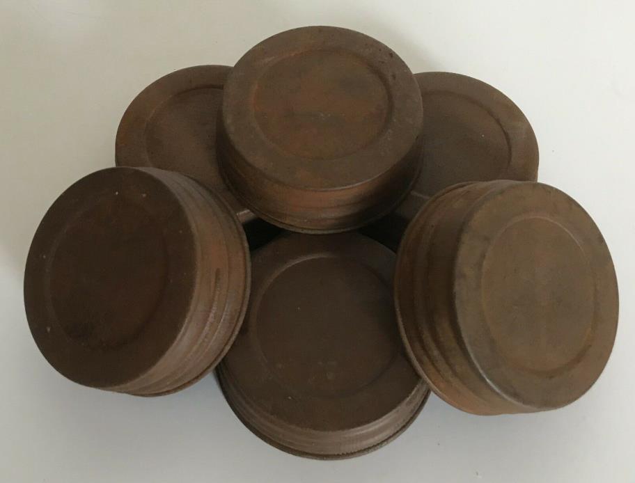 6 Rusty Jar Lids - Fits Standard Mason Jars - Primitive Country Decor