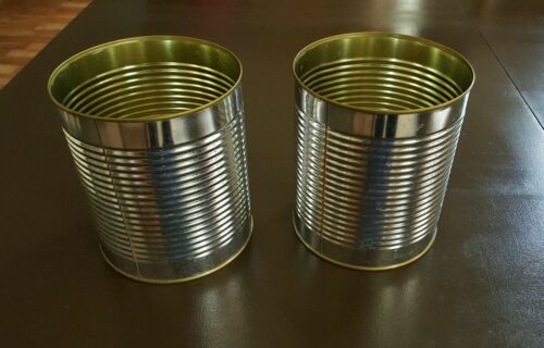 2 Extra Large Empty Tin Cans for crafting or practice target shooting