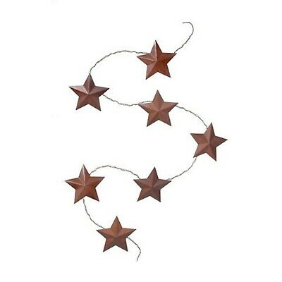 Rusty Tin Look Dimensional Star Garland on Twisted Wire- 3 Garlands Measuring...