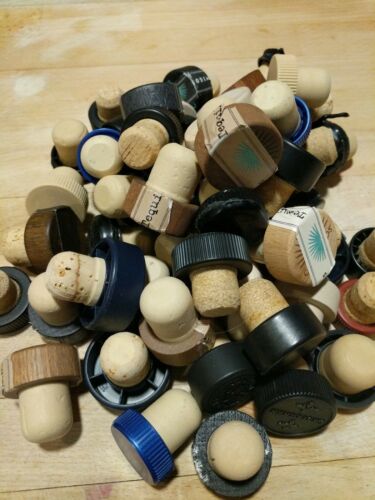 Lot Of 50 Bottle Toppers, Cork & Synthetic, T-tops, Stoppers, Used and Recycled