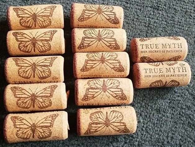 Natural USED Cork Lot of 12 True Myth Butterfly Recycled Upcycled Wedding Craft