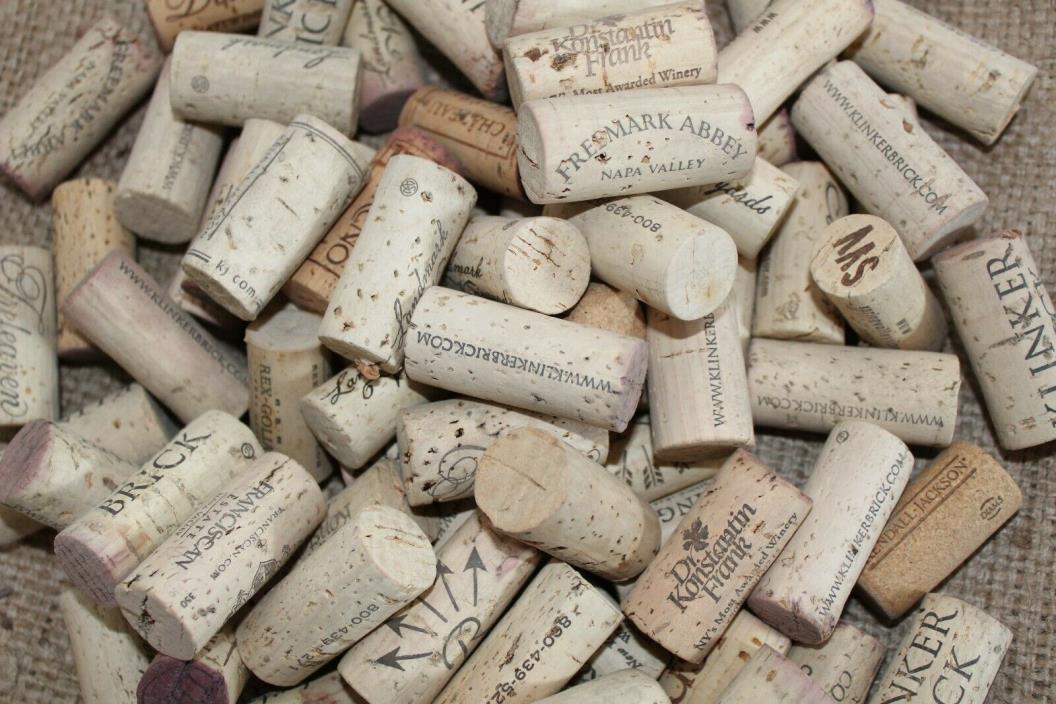 100 used wine corks for crafting or wine making, all natural, no synthetic.