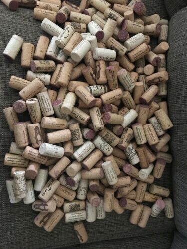 Lot of 200+ Used Printed Wine Corks.  All Cork, No synthetic for Crafts