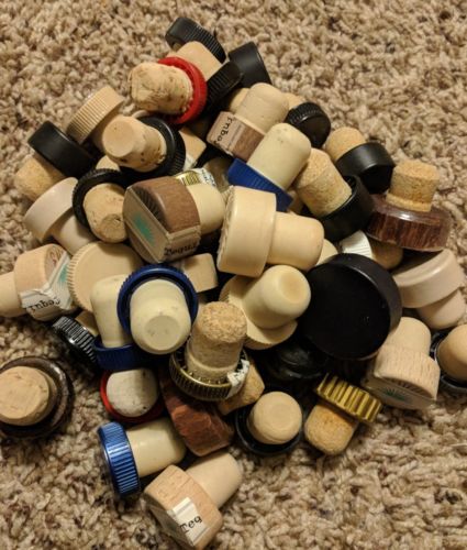 50+ Used Random Whisky & Vodka Cork Bottle Stoppers for Crafts - Recycled t tops