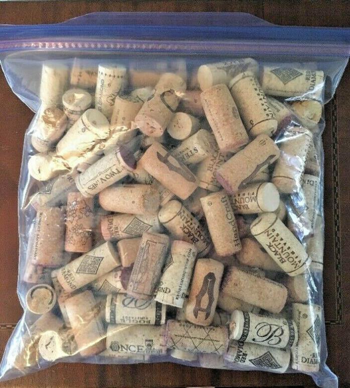 Bag of 100 USED Natural Cork Wine Bottle Corks, No Synthetics Or Champagne