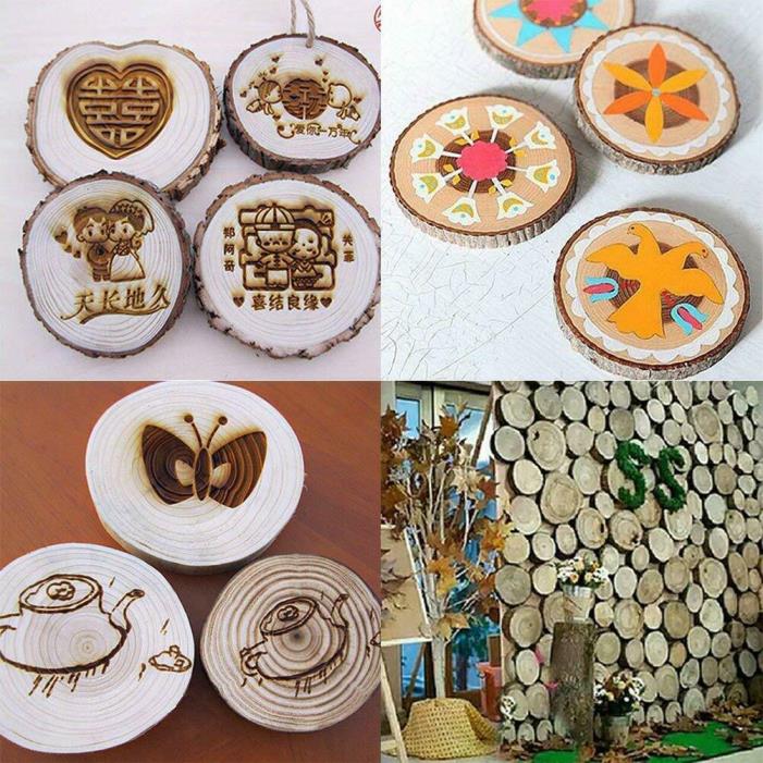 15 Pcs 3.5-4 inch Natural Rustic Wood Slices with Bark for Centerpieces- Wedding
