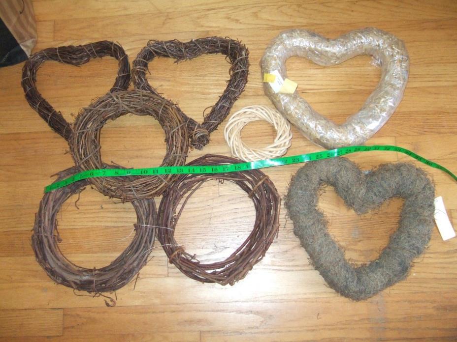 lot 8,Vintage, Primitive Wreath Forms Grapevine,Spanish Mos, Heart 6