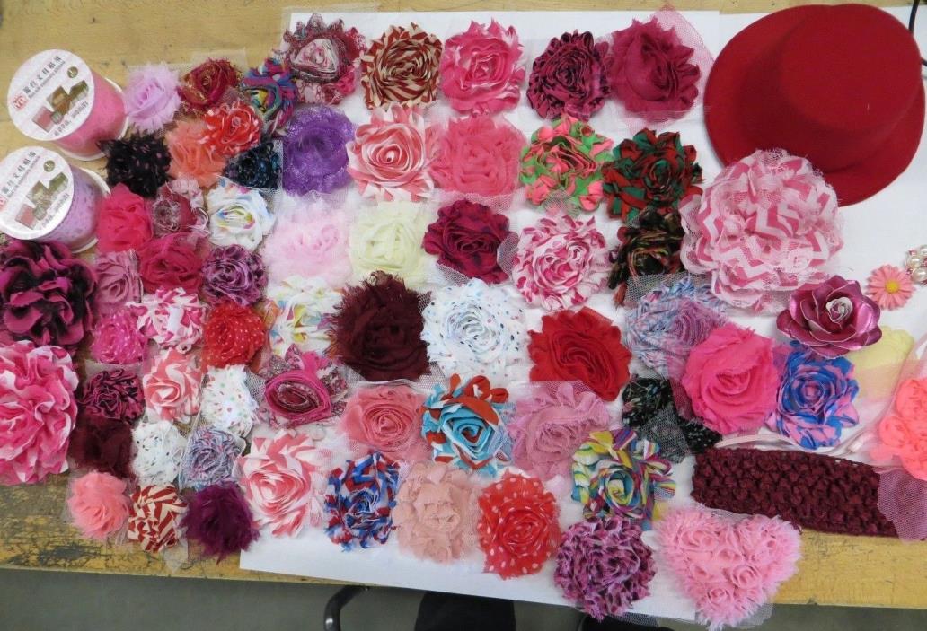 72 New Pink & Red Craft Shabby Flowers and Accessories, make whatever you want