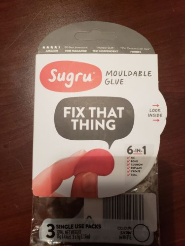 Sugru Mouldable Glue Pack 3 packs of 3  Snow White 9 total exp 10-1-18
