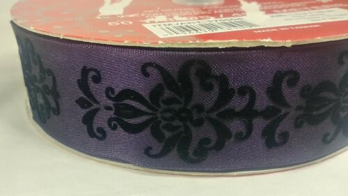 Kirkland wire edged ribbon purple and black 13B13 50 yards x 1.5