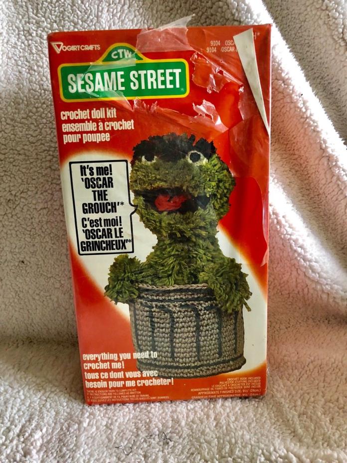 Vintage 1979 Sesame Street Oscar the Grouch Crochet Doll Kit Vogart Crafts NIB