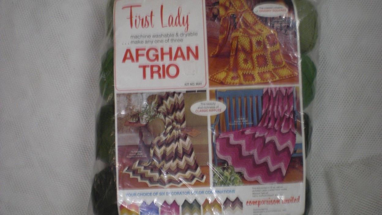 FIRST LADY TRIO AFGHAN KIT - OLIVES