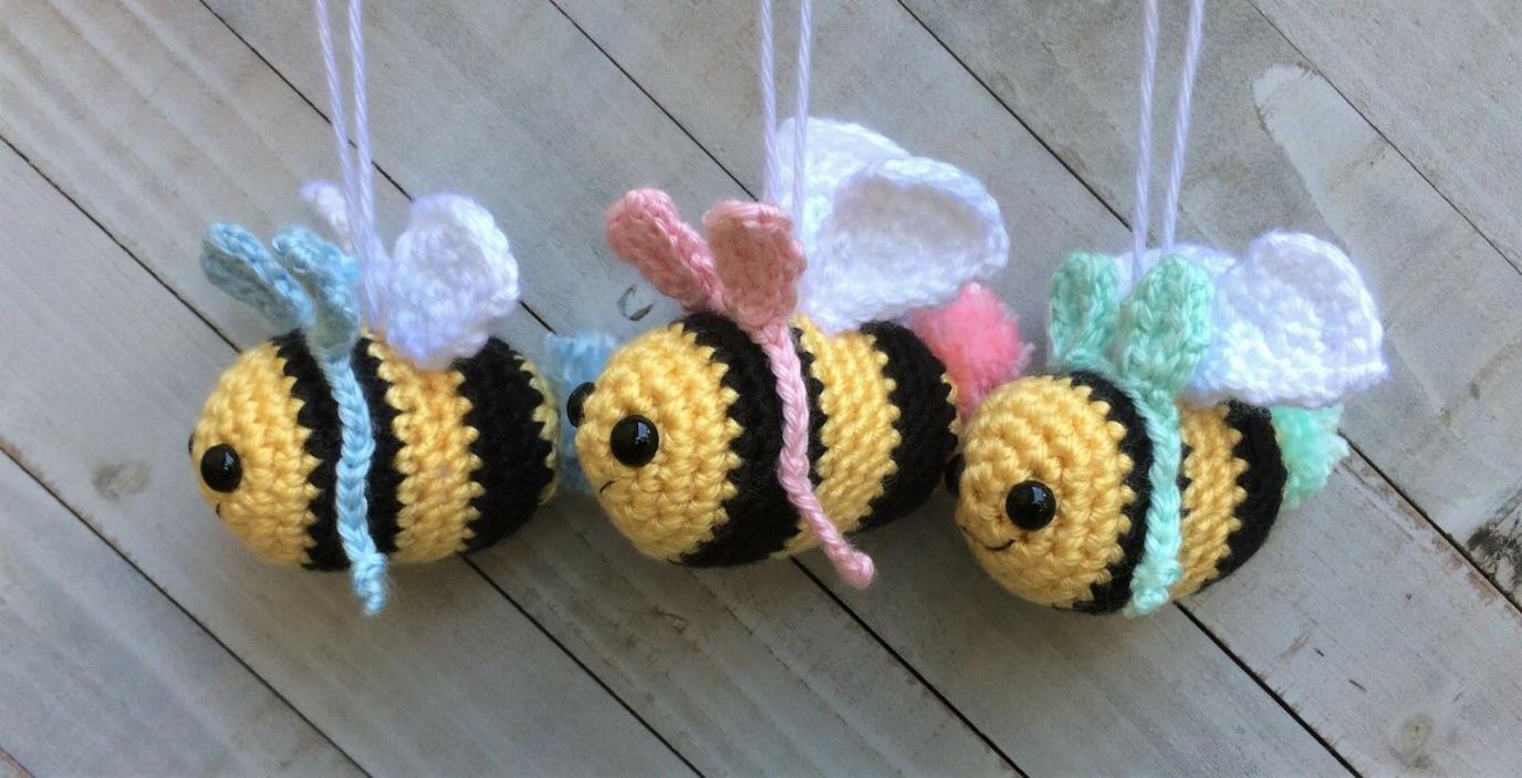 Easter Spring Bunny Bee Ornament Crochet Kit  Makes 3  Boxed