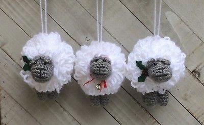 Christmas Holiday Sheep Crochet Ornament Kit makes 3 Boxed
