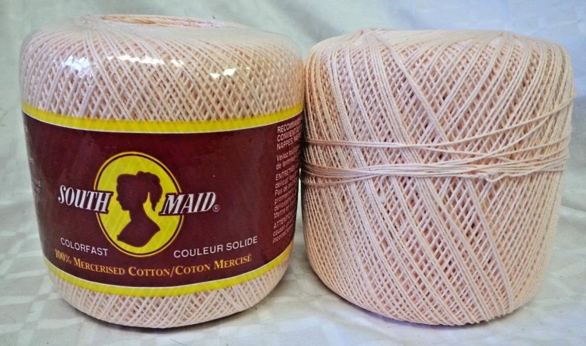 NEW ~ South Maid Size 10 Crochet Cotton Thread 350 Yds  ~ Lot of 2 ~ Lt. Peach