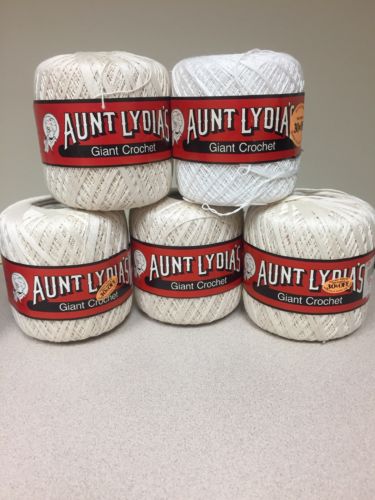 5 Balls Aunt Lydias Giant Crochet Thread 100% Mercerized Cotton 400 yds cream
