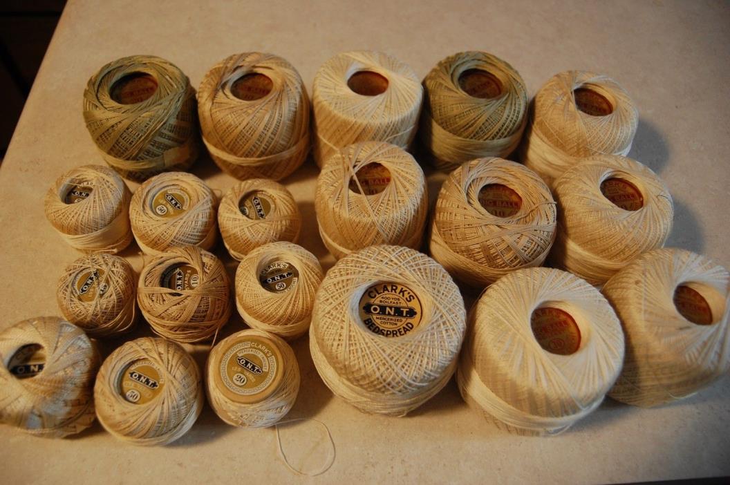 Lot 20 Vintage Crochet Cotton White or Off White Green? Clark's