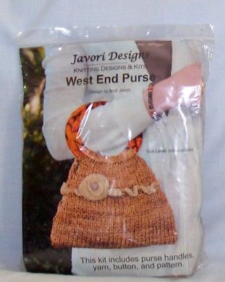 NEW West End Purse Bag KIT Javori Designs Knit Complete Kit Handles Button Yarn