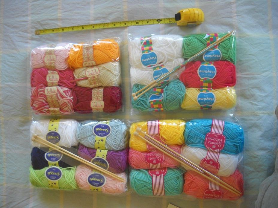 4 yarn kits knitting crochet assort colors beginners kids crafts 24 mini skeins