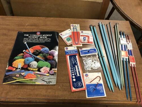 Vintage Lot of Knitting Needles and Assorted Supplies