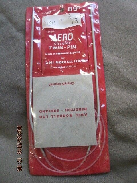 AERO Circular Twin-Pin Knitting Needles 30 13 Made in England SEALED