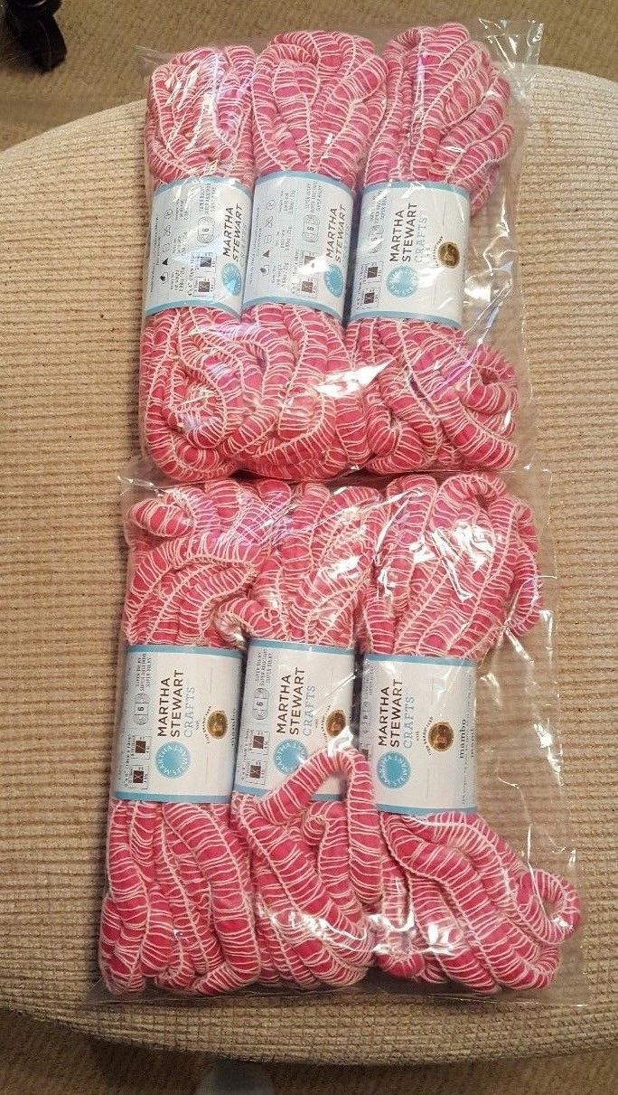 Lot Of 6 Lion Brand  Martha Stewart Mambo Yarn, Flamingo