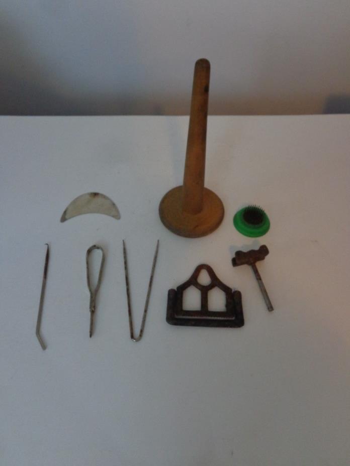 Auto Knitter Circular Sock Machine Part Lot, Antique Sock Machine Parts, Sock Ho