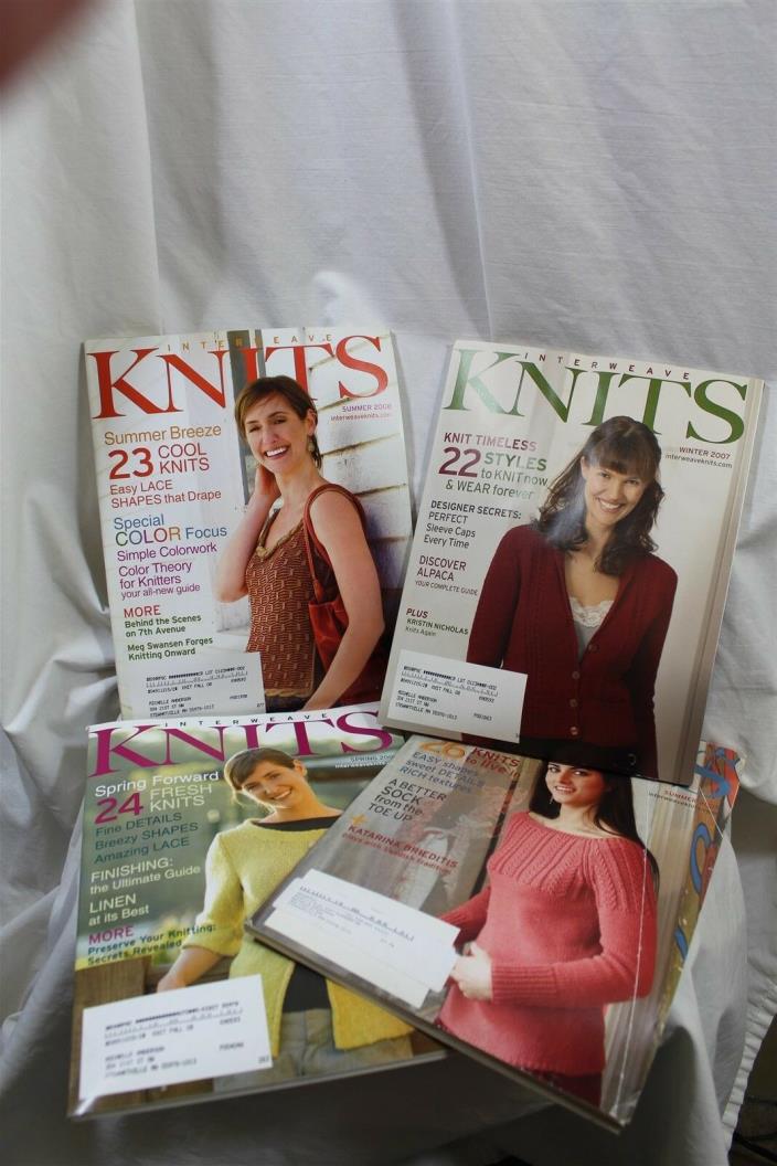Lot of 4 Interweave Knits magazine 2007-2008