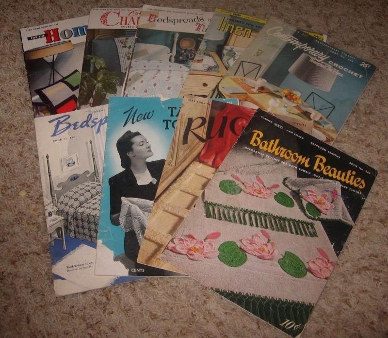 VINTAGE~LOT OF 9  CROCHET BOOKLETS~1940'S & 1950'S~GD TO VGC FOR AGE OF ITEMS