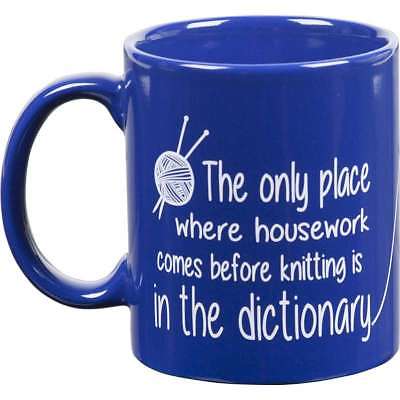 Knit Happy Blue Mug 11oz Dictionary 632751162913
