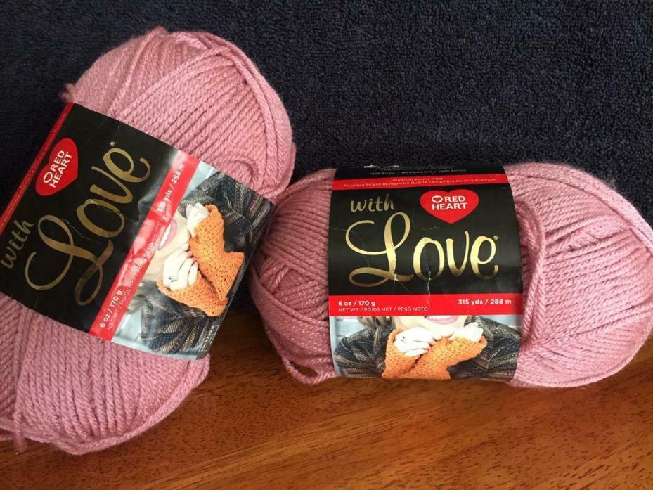 2 Skeins of Red Heart With Love Yarn 6oz.color Cameo