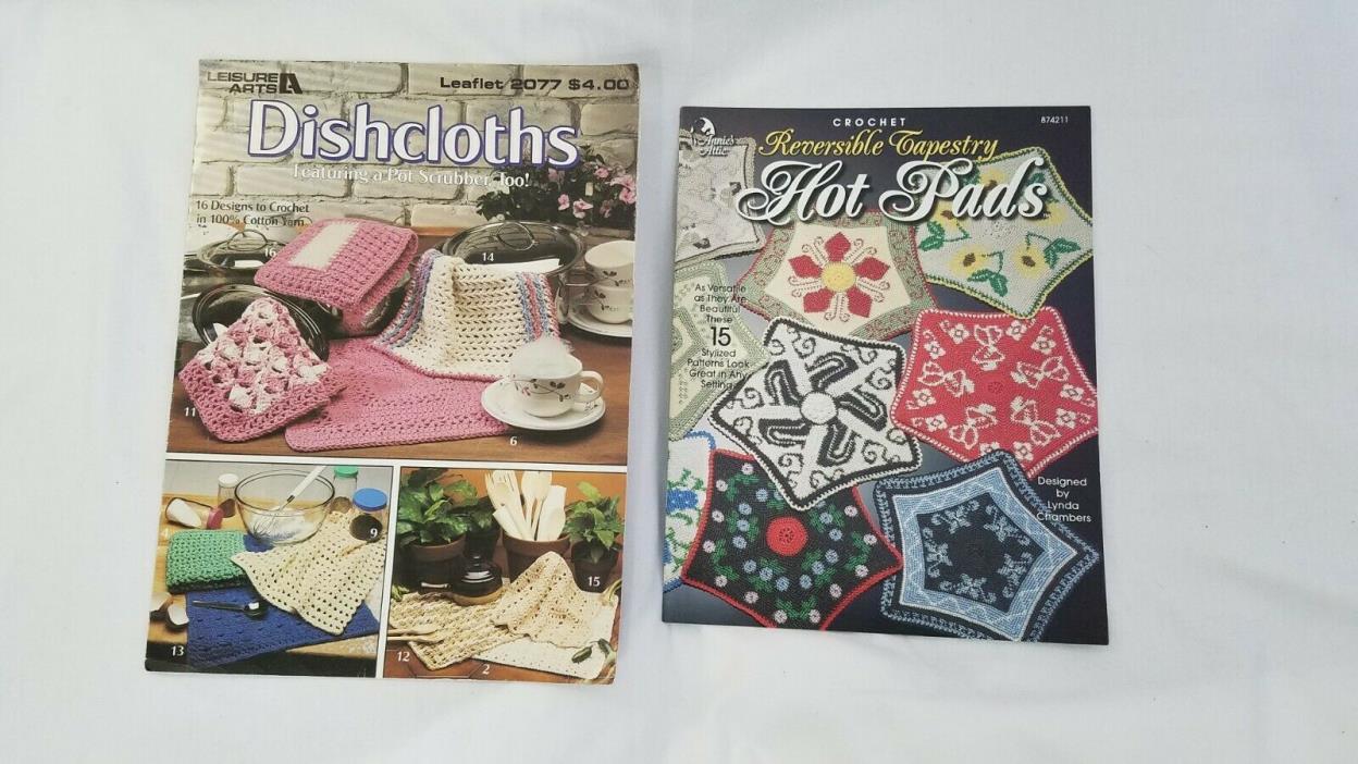 2 Used Crochet Pattern Books: “Dishcloths” & “Reversible Tapestry Hot Pads”