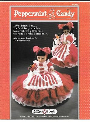 Fibre Craft Peppermint Candy Crochet Pattern for Bed Doll & Pillow Doll FCM162