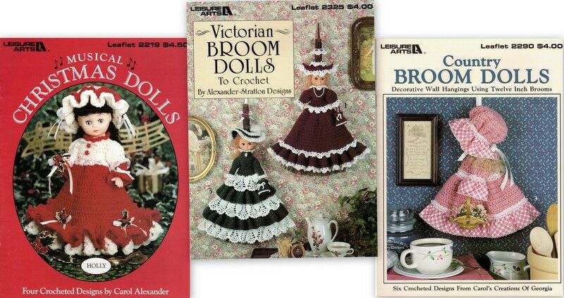 Crochet Leaflets Musical Christmas Dolls,Country Broom Dolls,Victorian Broom