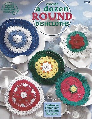 A Dozen Round Dishcloths crochet PATTERN booklet, 12 designs