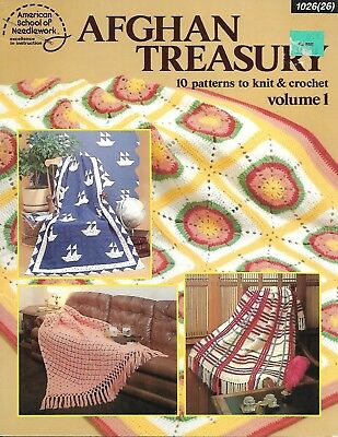 Afghan Treasury crochet & knit PATTERN INSTRUCTION booklet, 10 designs