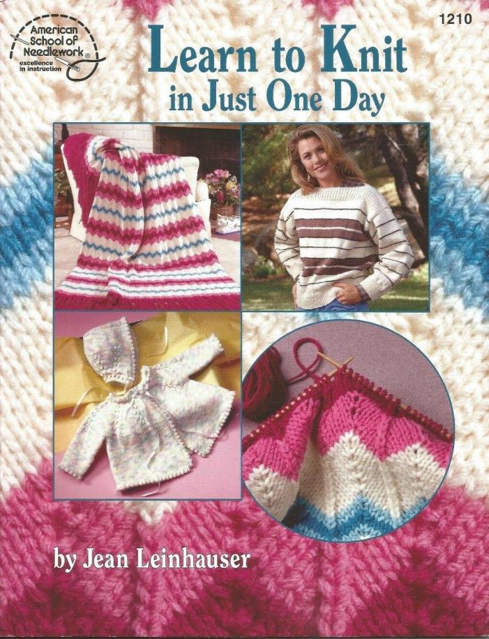 Learn to Knit in Just One Day, American School Of Needlework Booklet #1210