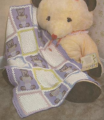 Pastel Bears Baby Afghan crochet PATTERN INSTRUCTIONS