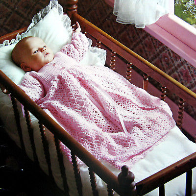 Pattern Knitting Crochet Christening Dress Jacket Coat Leggings Baby Beehive 133
