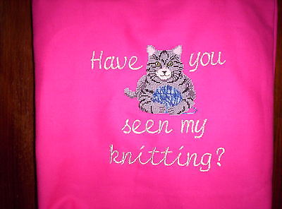 Free personalizing cross stitchCanvas Tote Have you seen my knitting/crocheting?