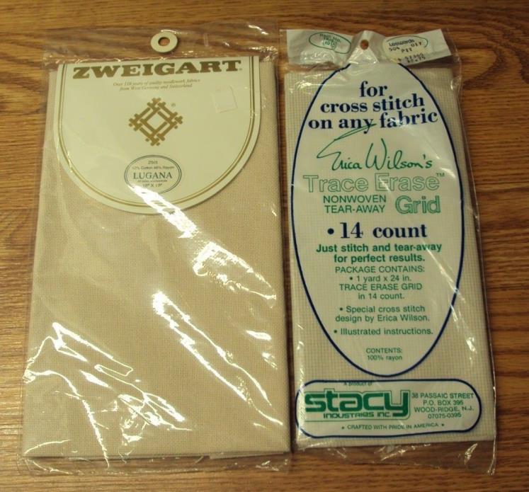 ZWEIGART 25 CT LUGANA ~ 18x18 Needlework Fabrics + ERICA WILSON'S Trace Erase